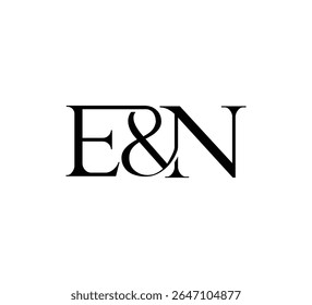Logotipo inicial da letra. Símbolo de E Comercial. Design de logotipo. Vetor plano preto de luxo simples EN