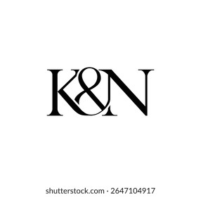 Logotipo inicial da letra. Símbolo de E Comercial. Design de logotipo. Vetor plano preto simples de luxo KN