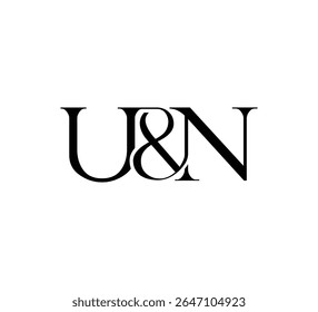 Logotipo inicial da letra. Símbolo de E Comercial. Design de logotipo. Simples luxo preto plana vetor UN