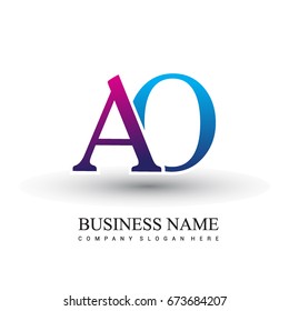 initial letter logo AO colored red and blue, Vector logo design template elements for your business or company identity.