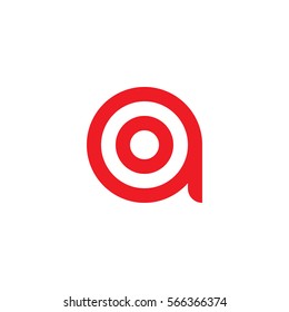 initial letter logo ao, oa, o inside a rounded lowercase red flat