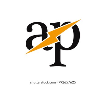 Initial letter logo ap lowercase thunder vector design