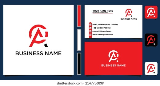 initial letter logo ap, pa, p inside a rounded with business card tamplate