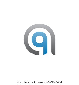 initial letter logo aq, qa, q inside a rounded lowercase blue black