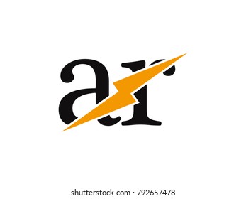 Initial letter logo ar lowercase thunder vector design