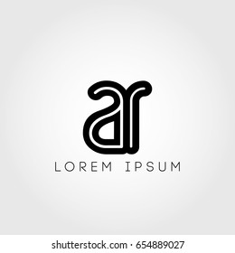 initial letter logo ar outline lowercase black logotype