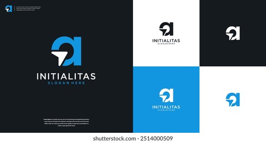 Inspiración inicial del diseño del logotipo de la letra A y del símbolo de la flecha