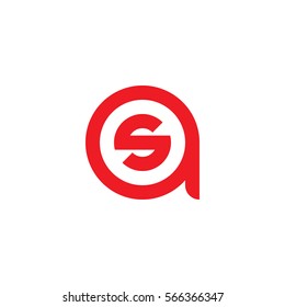 initial letter logo as, sa, s inside a rounded lowercase red flat