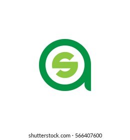initial letter logo as, sa, s inside a rounded lowercase green flat
