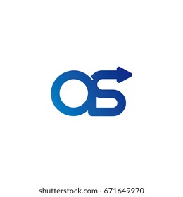 initial letter logo as, sa, s, arrow rounded lowercase blue