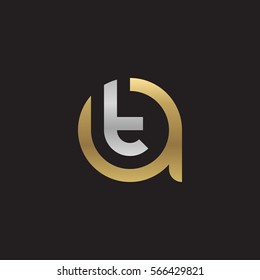initial letter logo at, ta, t inside a rounded lowercase logo gold silver