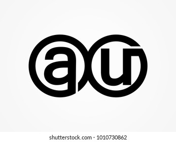 Initial letter logo au lowercase related in circles black