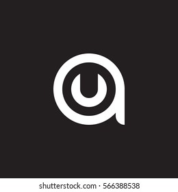 initial letter logo au, ua, u inside a rounded lowercase white black background
