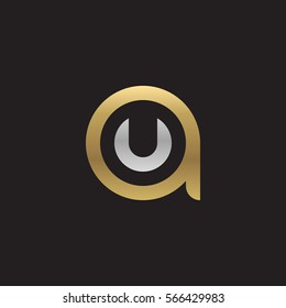 initial letter logo au, ua, u inside a rounded lowercase logo gold silver