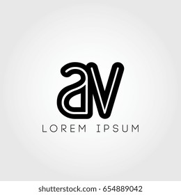 initial letter logo av outline lowercase black logotype