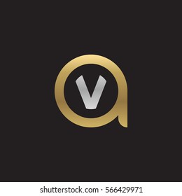 initial letter logo av, va, v inside a rounded lowercase logo gold silver