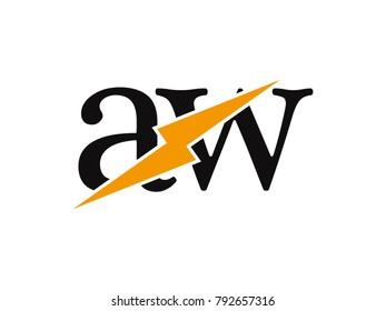 Initial letter logo aw lowercase thunder vector design