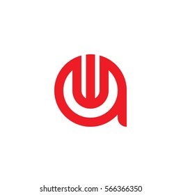 initial letter logo aw, wa, w inside a rounded lowercase red flat