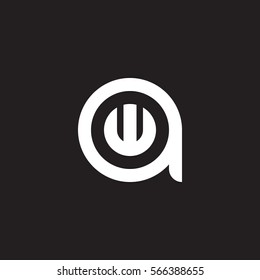 initial letter logo aw, wa, w inside a rounded lowercase white black background