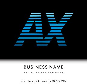 initial letter logo AX colored blue with striped compotition, Vector logo design template elements for your business or company identity
