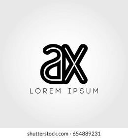 initial letter logo ax outline lowercase black logotype