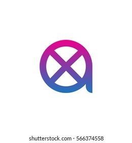 initial letter logo ax, xa, x inside a rounded lowercase blue purple