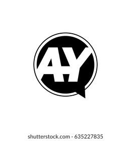 Initial letter logo ay inside speech bubble black