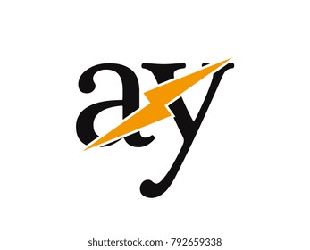 Initial letter logo ay lowercase thunder vector design