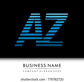 initial letter logo AZ colored blue with striped compotition, Vector logo design template elements for your business or company identity
