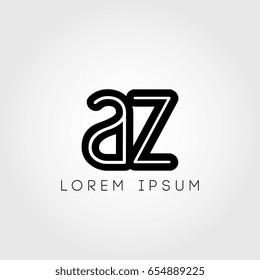 initial letter logo az outline lowercase black logotype
