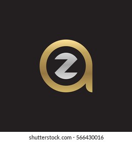initial letter logo az, za, z inside a rounded lowercase logo gold silver