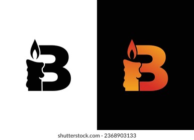 Initial letter logo B candle logo design. B candle logo Vector Icon. Candle logo vector illustration design.