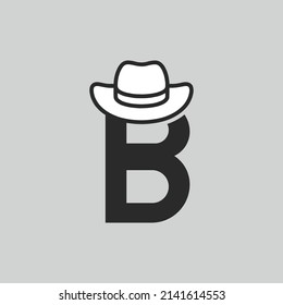 initial letter logo B Gentlemen Hat Logo Design Vector Icon Graphic Emblem