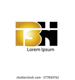 initial letter logo B H rounded lowercase black gold