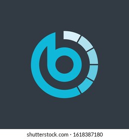 initial letter logo b inside circle shape, ob, bo, b inside o rounded lowercase white black background. technology and digital concept - vector