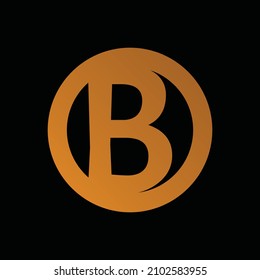 initial letter logo b inside circle shape, rounded lowercase logo gold on dark background