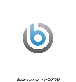 initial letter logo b inside circle shape, ob, bo, b inside o rounded lowercase blue gray