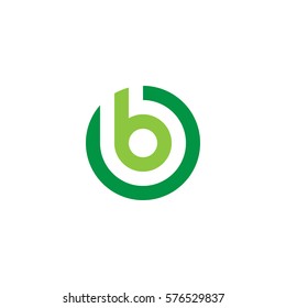 initial letter logo b inside circle shape, ob, bo, b inside o rounded lowercase green flat