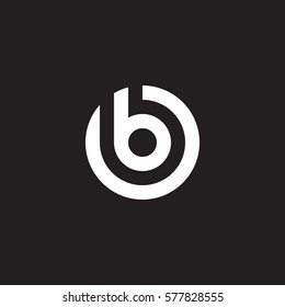 initial letter logo b inside circle shape, ob, bo, b inside o rounded lowercase white black background