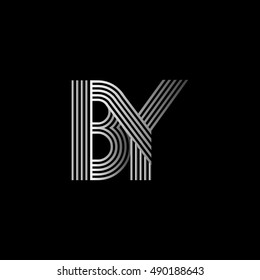 Initial letter logo B Y linked white colored, isolated in black background. Vector design template elements for company identity.