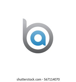 initial letter logo ba, ab, a inside b rounded lowercase blue gray