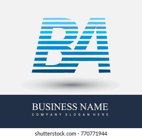 initial letter logo BA colored blue with striped compotition, Vector logo design template elements for your business or company identity
