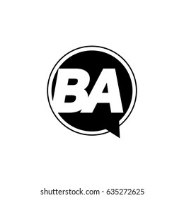 Initial letter logo ba inside speech bubble black