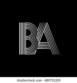 Initial letter logo BA linked white colored, isolated in black background. Vector design template elements for company identity.
