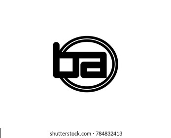 Initial letter logo ba lowercase in a black oval circle