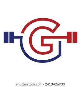 logotipo de la carta inicial con icono de barbell para diseño gráfico y web