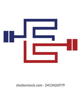 initial letter logo with barbell icon for graphic and web design