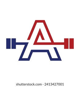 initial letter logo with barbell icon for graphic and web design