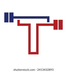 initial letter logo with barbell icon for graphic and web design