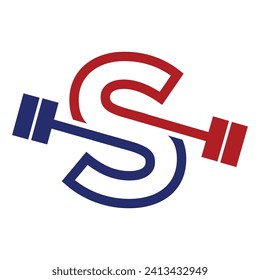 initial letter logo with barbell icon for graphic and web design